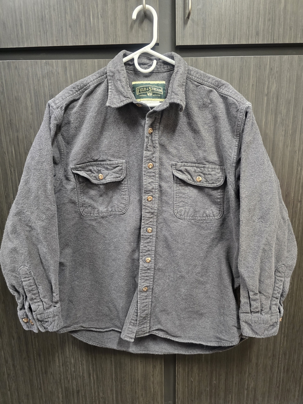 Field & Stream Men’s XL Charcoal Gray Flannel Shirt Button Front Outdoor